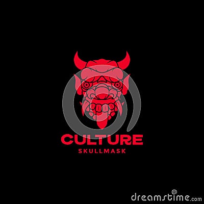 Mask culture bali indonesia barong scare logo design vector Vector Illustration