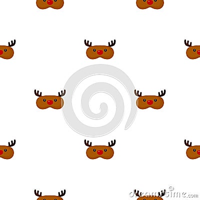 Mask deer brown color geometric seamless pattern on white background. Children graphic design element for different purposes Cartoon Illustration