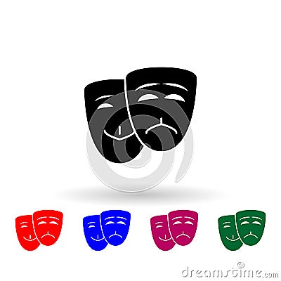 Mask of happiness and sorrow multi color icon. Simple glyph, flat vector of theatre icons for ui and ux, website or mobile Stock Photo