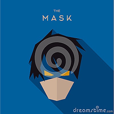 Mask Hero superhero flat style icon vector logo Vector Illustration