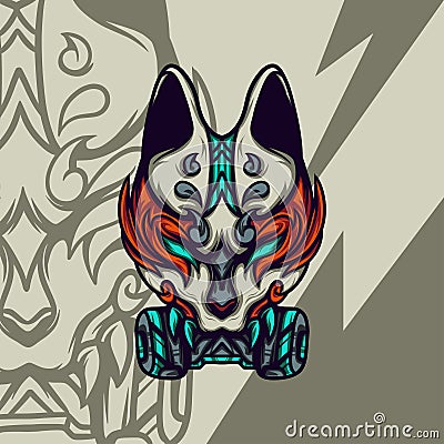 The Mask Kitsune Mascot Stock Photo