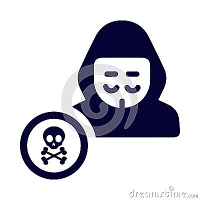 mask, man, head, computer, software, hacker, computer hacker icon Vector Illustration