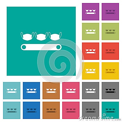 Mask manufacturing square flat multi colored icons Vector Illustration