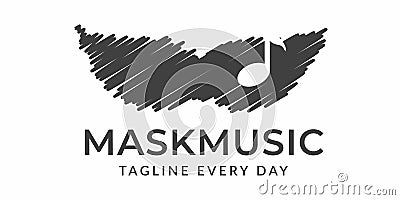 Mask melody music logo design Vector Illustration