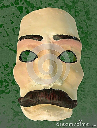 Mask with mustache green background Stock Photo