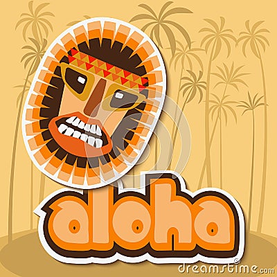 Mask and palm trees Vector Illustration