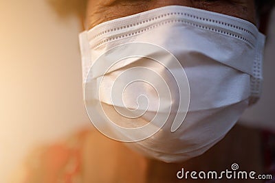 A mask protection and the elderly Stock Photo