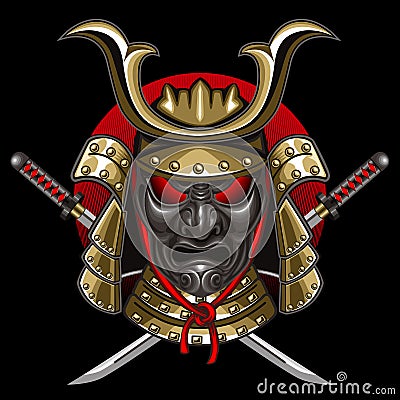 Mask samurai with katana Vector Illustration