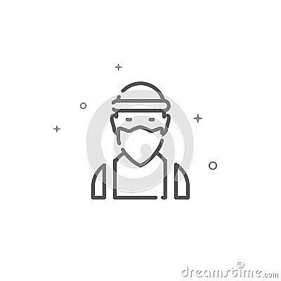 Masked criminal simple vector line icon. Symbol, pictogram, sign. Light background. Editable stroke Vector Illustration