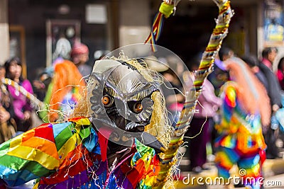 Masked dancers Virgen del Carmen Pisac Cuzco Peru Editorial Stock Photo
