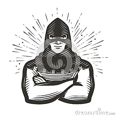 Masked executioner symbol. Execution vector illustration Vector Illustration
