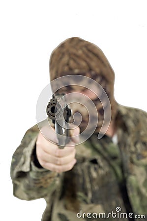 Masked gunman Stock Photo