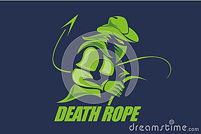 Masked knight. Green masked knight logo and illustration with sharp whip Cartoon Illustration