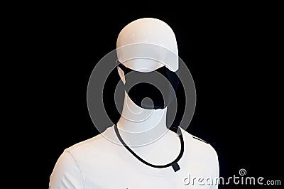 Masked mannequin from coronavirus. Fashion and pandemic. Retail. Stock Photo
