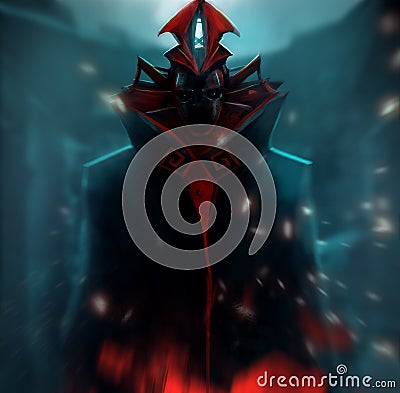 Fantasy masked monster sorcerer. Cartoon Illustration