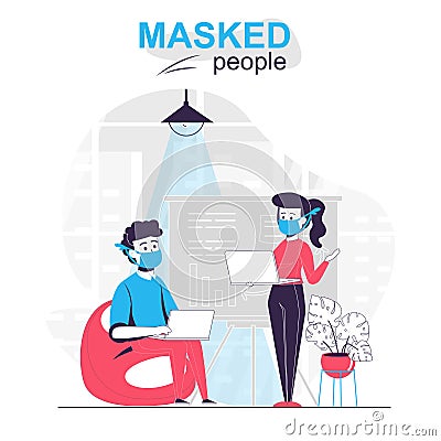 Masked people isolated cartoon concept. Vector Illustration