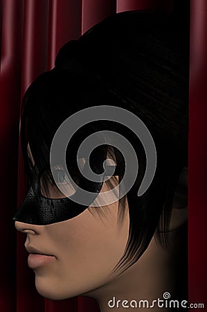 Masked woman Cartoon Illustration