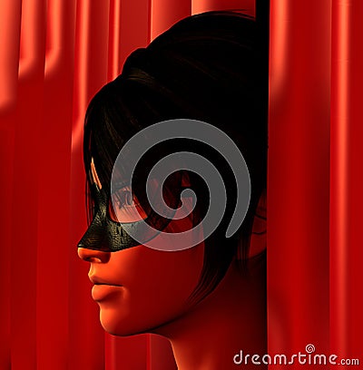 Masked woman illustration Cartoon Illustration