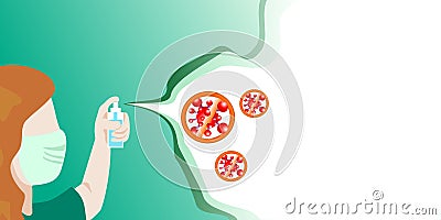 A masked woman is spraying. Vector Illustration