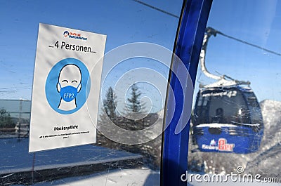 Mask requirement on Austrian cable cars Europe Editorial Stock Photo