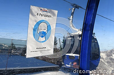 Mask requirement on Austrian cable cars Europe Editorial Stock Photo