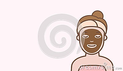 Masking face woman cartoon action half body banner illustration vector on pink background. Beauty concept Vector Illustration