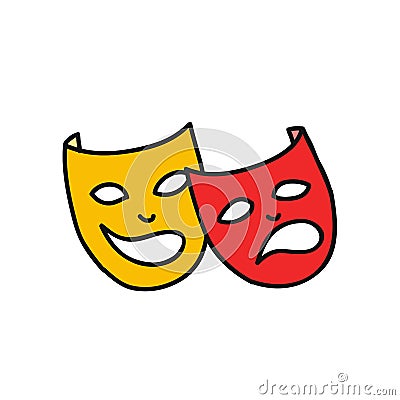 Masks doodle icon Cartoon Illustration