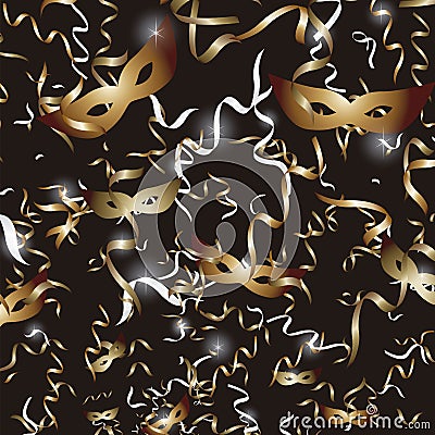 Masks and streamers black square Vector Illustration