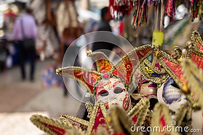 Masks on Verona market Stock Photo