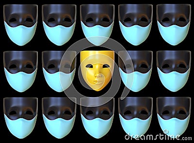 Masks wearing and not wearing medical masks. Stock Photo