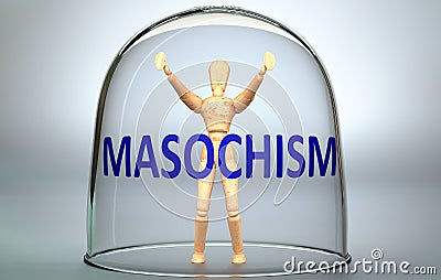 Masochism can separate a person from the world and lock in an invisible isolation that limits and restrains - pictured as a human Cartoon Illustration