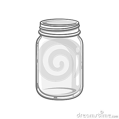 Open glass mason jar clipart Vector Illustration