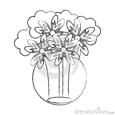 Mason jar with flowers isolated icon Vector Illustration