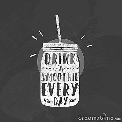 Mason jar with smoothie. Vector Illustration