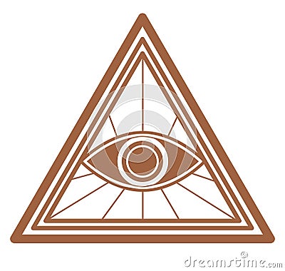 Masonic seeing eye in triangle sign, magic symbol Vector Illustration