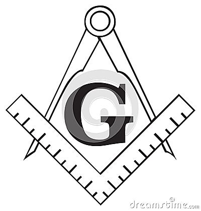 The Masonic Square and Compass symbol, freemason Vector Illustration