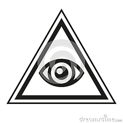 Masonic Symbol. All Seeing Eye Inside Pyramid Triangle Icon. Vector Vector Illustration