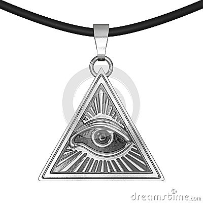 Masonic Symbol Concept. All Seeing Eye inside Pyramid Triangle Stock Photo