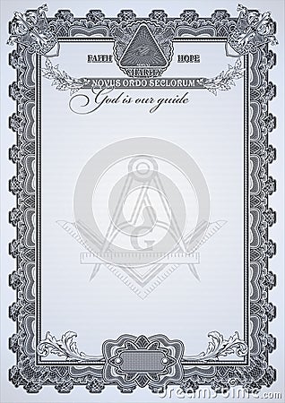 Masonic symbols on a blank letterhead for creating documents. Stock Photo