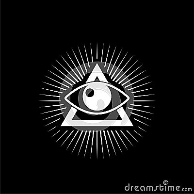 Masons symbol All-seeing eye of God icon isolated on dark background Vector Illustration