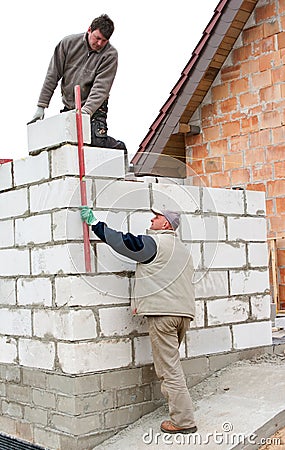 Masons at work Stock Photo