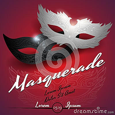 Masquerade ball party invitation poster Stock Photo