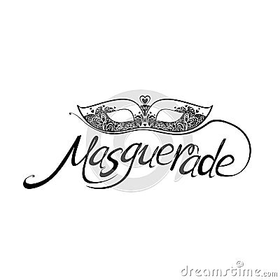 Masquerade. Lettering text design. Stock Photo