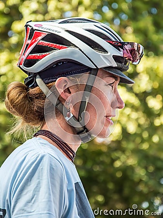 Mass charity bike ride through the city streets Editorial Stock Photo