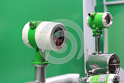 Mass Coriolis flow meter. Measurement of mass, volume, density flow Stock Photo