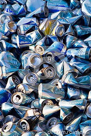 Mass of crushed beer cans Editorial Stock Photo