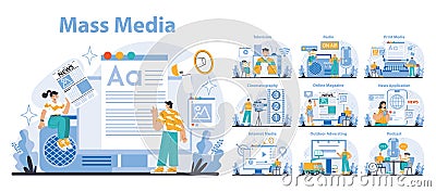 Mass media concept. Flat vector illustration. Vector Illustration