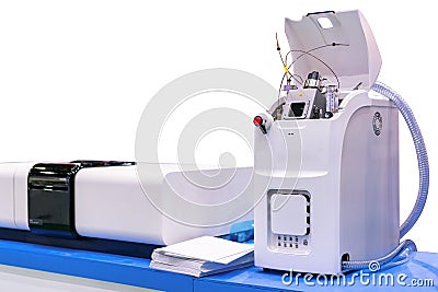 Mass spectrometer device of lab for analysis property element by detect molecule for industrial food pharmaceutical nutraceuticals Stock Photo