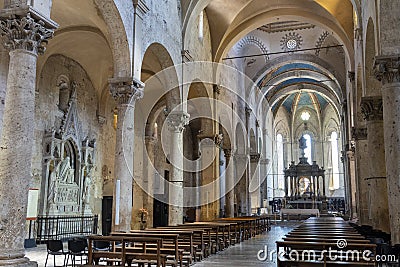 Massa Marittima, Tuscany: the medieval cathedral, interior Editorial Stock Photo