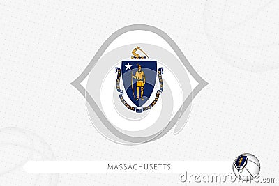 Massachusetts flag for basketball competition on gray basketball background Vector Illustration